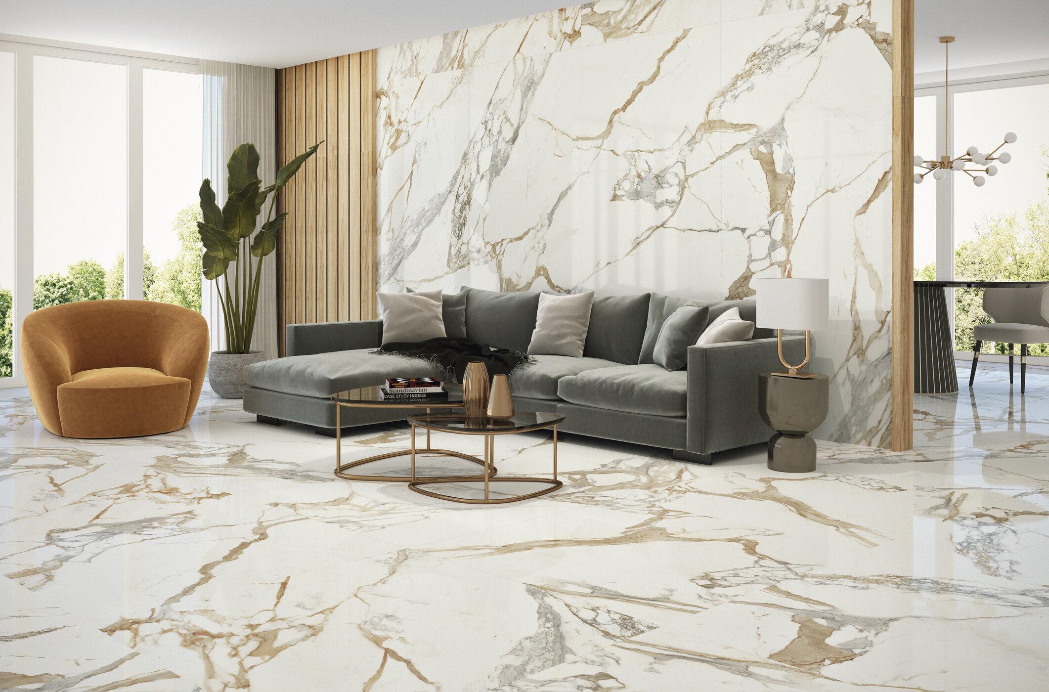 Medici Gold Pulido Porcelain Tile 60x120 cm – Made in Spain | Luxurious High Gloss Finish