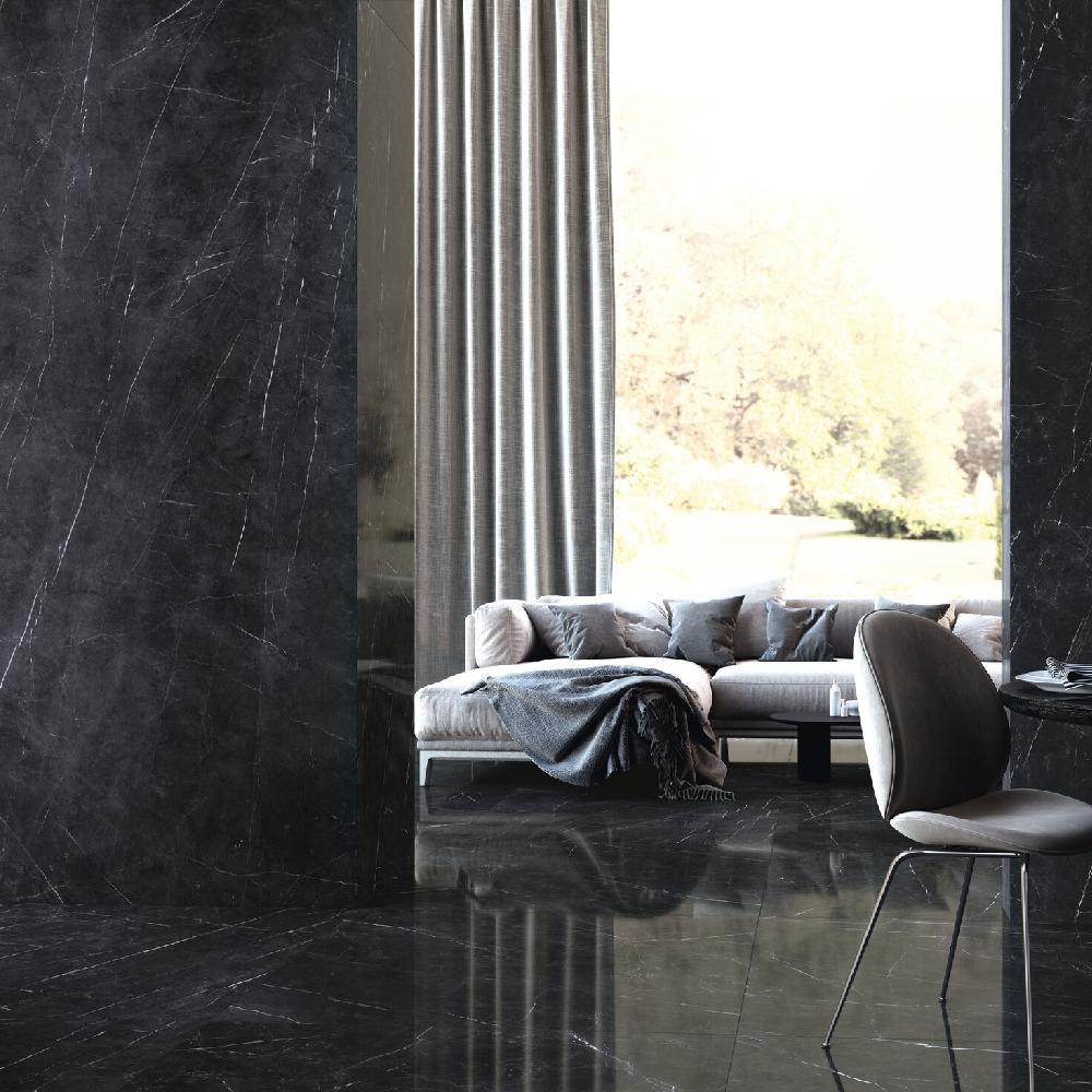 Tessino Black Pulido Porcelain Tile – High Gloss Finish | Luxury 60x120 Tile