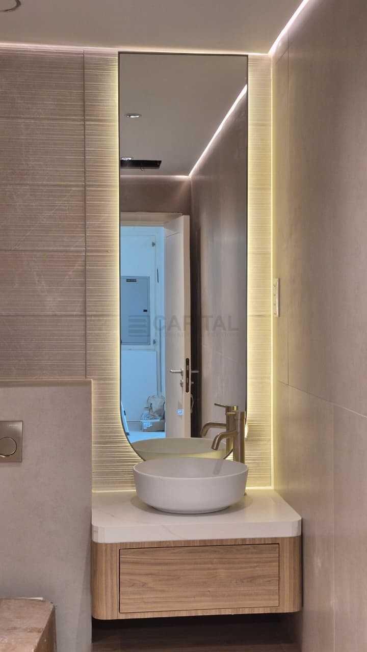 Slim Vertical LED Frame Mirror – Contemporary Wall Vanity Mirror