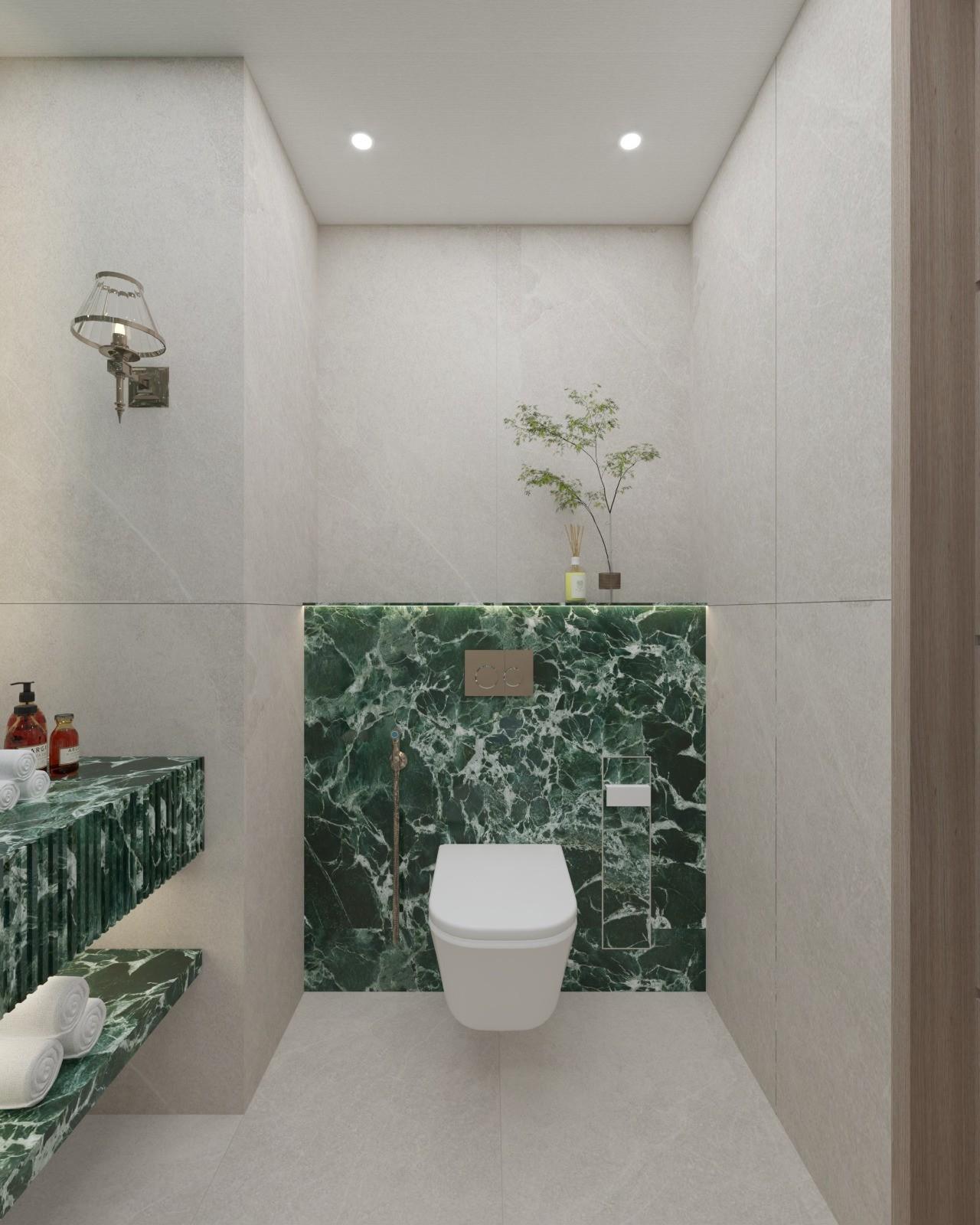 Luxury Green Marble Vanity with Floating Countertop & Vessel Basin