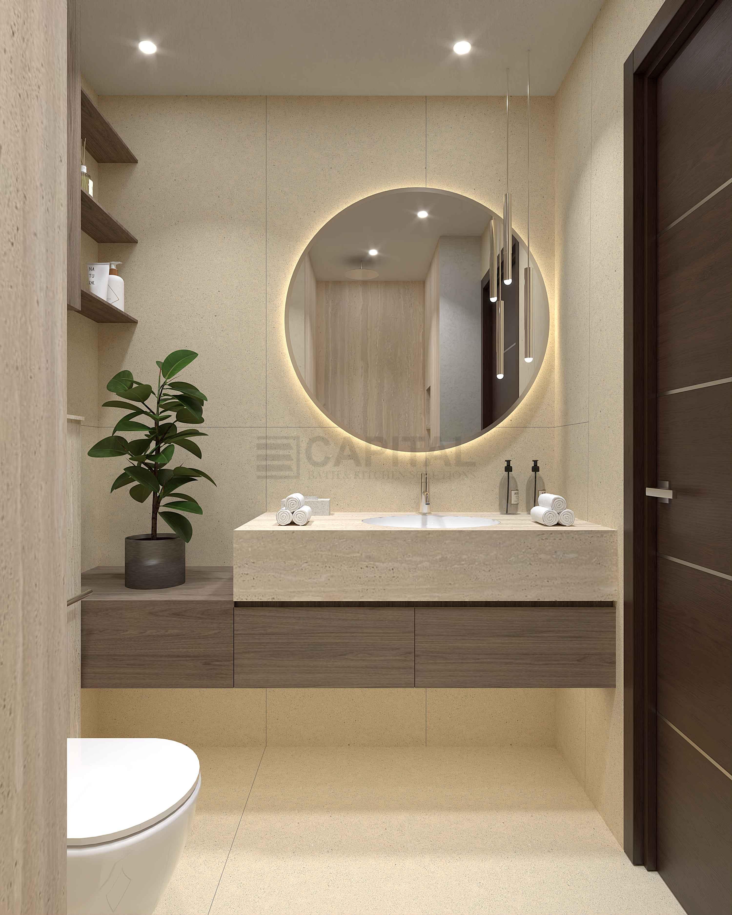 Minimalist Porcelain Bathroom Counter with Integrated Basin 