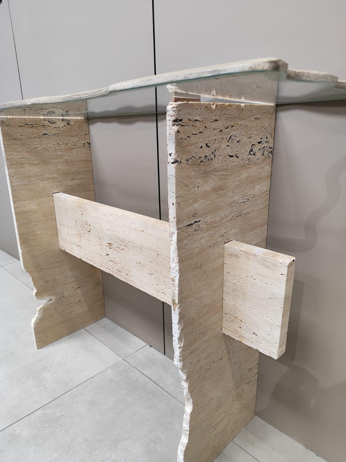 Exclusive Luxury Travertine Wavy-Edge Console Table Dubai’s Only Statement Piece Real