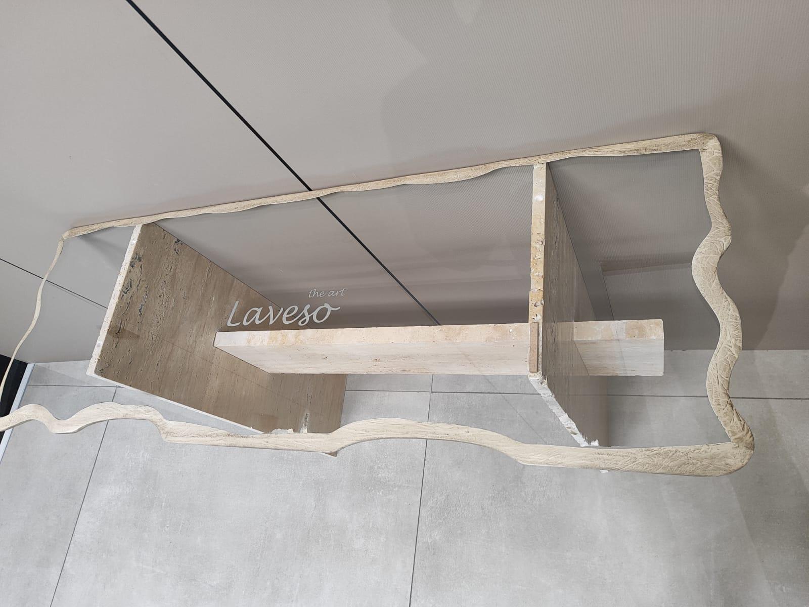 Exclusive Luxury Travertine Wavy-Edge Console Table Dubai’s Only Statement Piece 3D