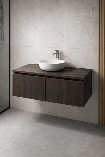 Walnut Porcelain Floating Vanity without basin