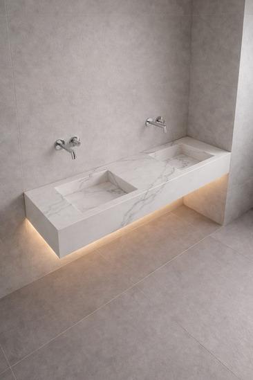 Calacatta Double Sink Porcelain Vanity