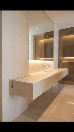 Minimalist Integrated Porcelain Basin Counter