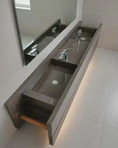 Double Integrated Porcelain Basin Counter