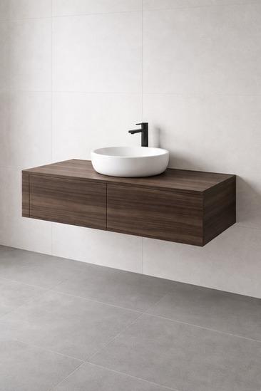 Walnut Floating Vanity Counter without basin