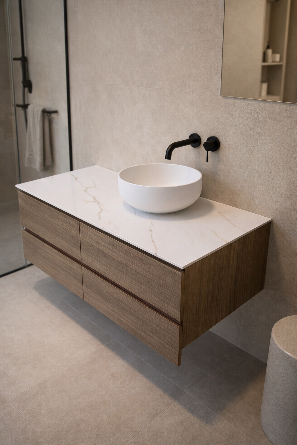 Calacatta Porcelain Floating Vanity