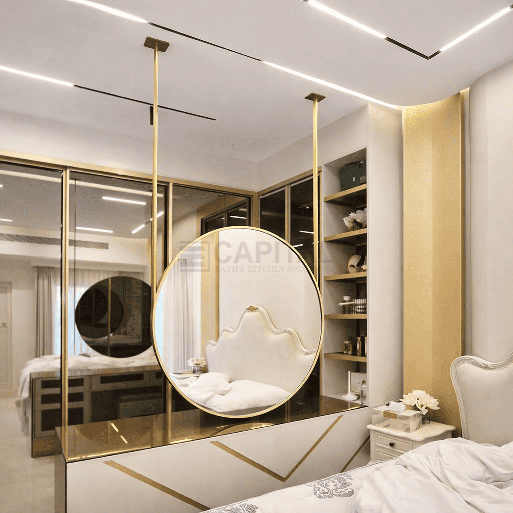 Luxury Double-Sided Hanging Mirror – Gold Frame 