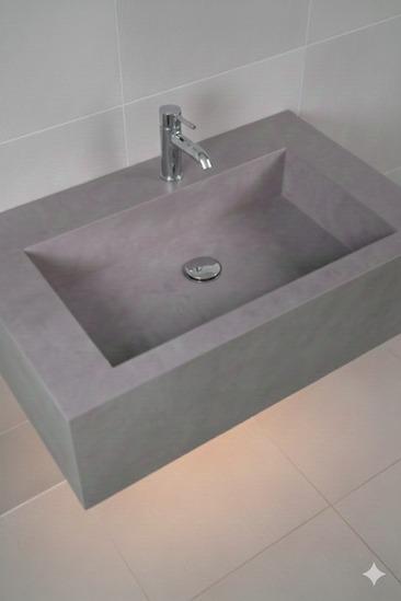 Grey Stone Floating Basin Counter