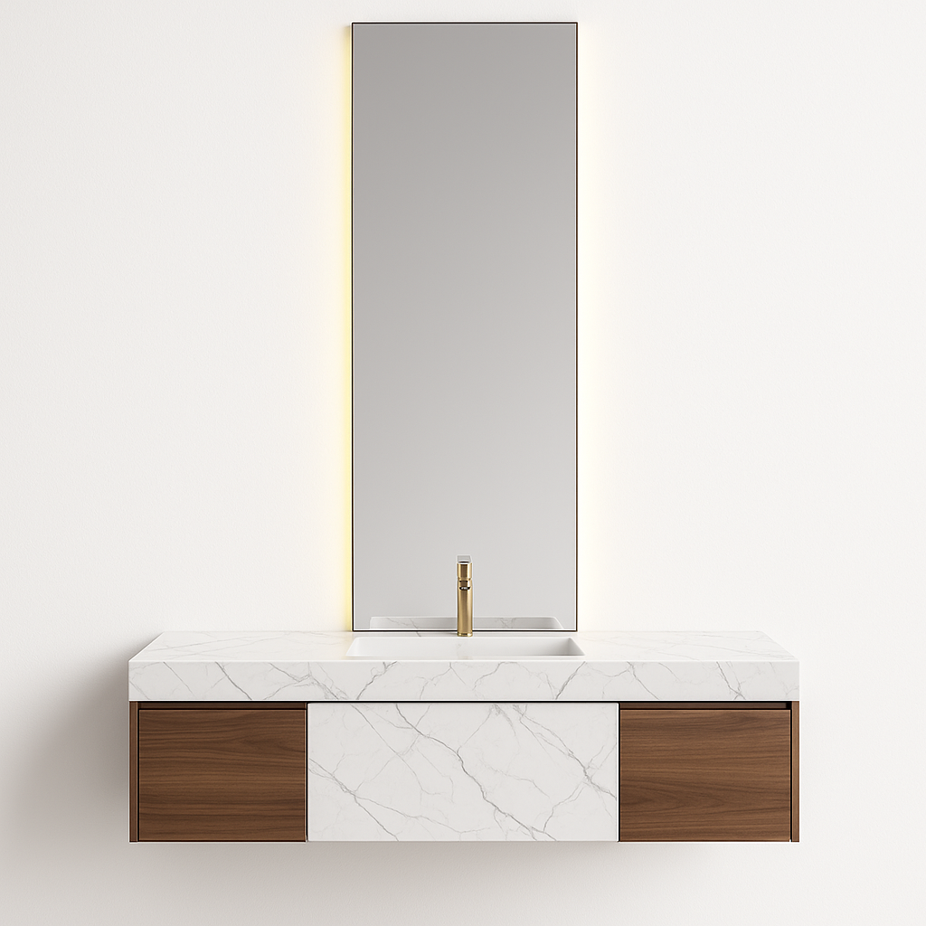 Single Inset Basin Counter With Two Side Drawer