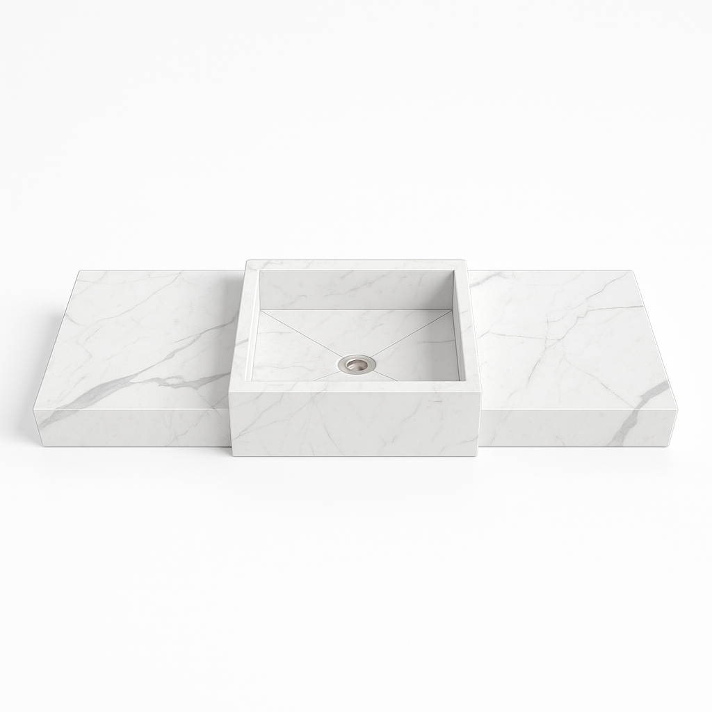 Semi Exposed Washbasin Porcelain Counter With Base