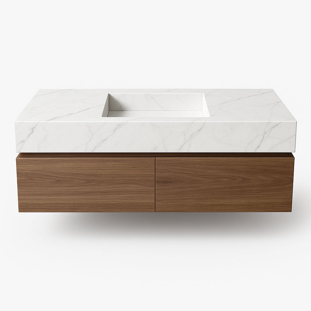 Single Inset Basin Porcelain Counter With Moist Resistand Drawers