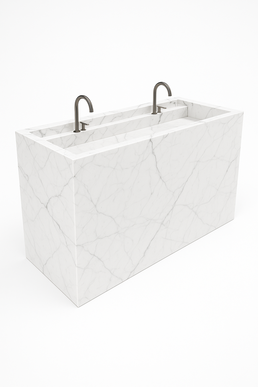 Free Stand Double Inset Washbasin Porcelain Counter