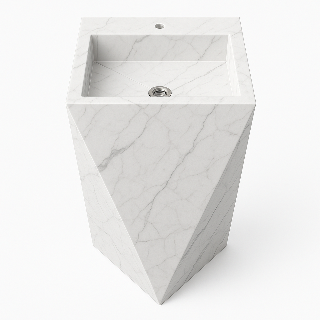 Free Stand Alone Inset Washbasin Porcelain Counter Diamond Shape