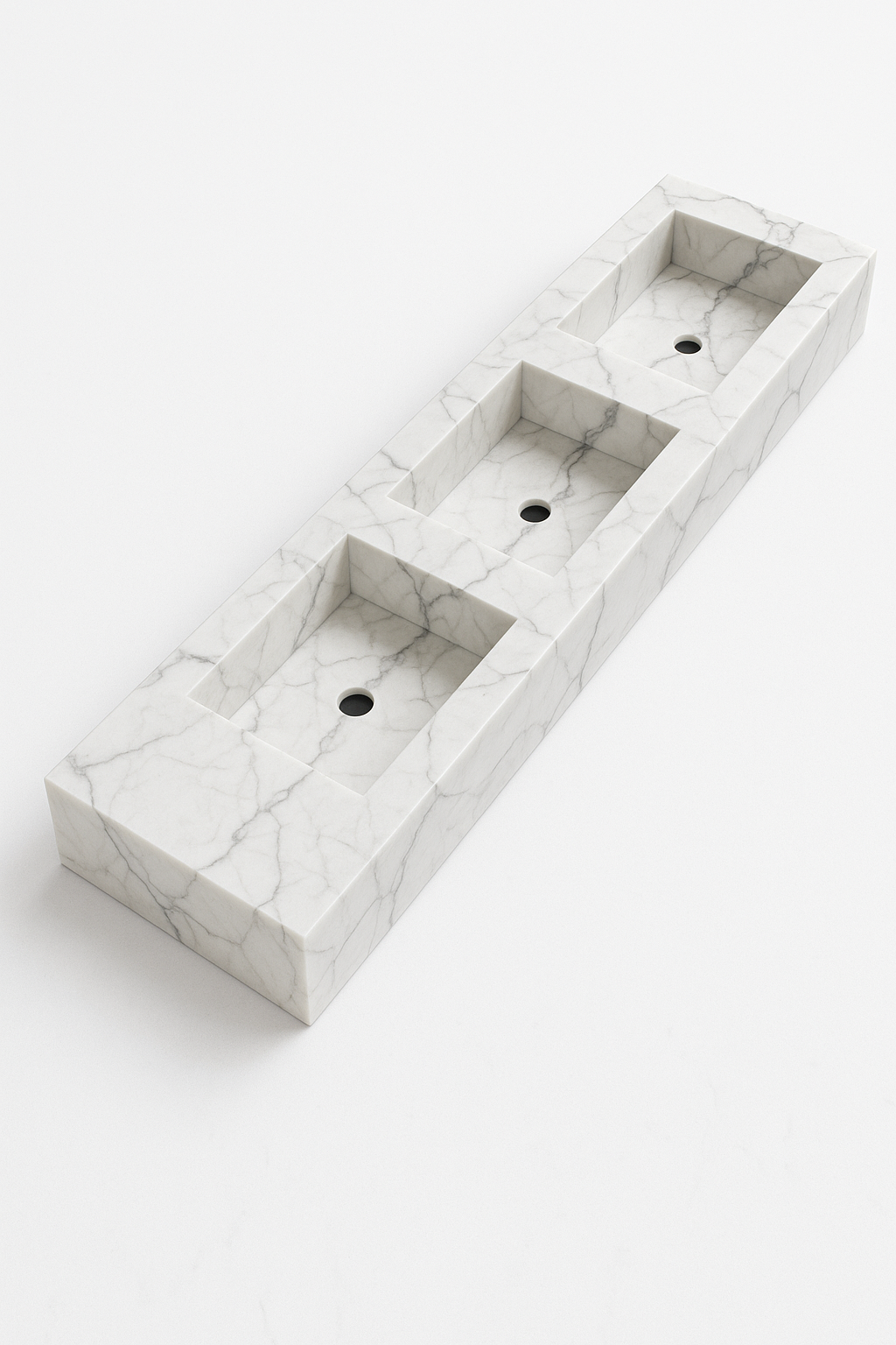 Tripple Inset Washbasin Porcelain Counter