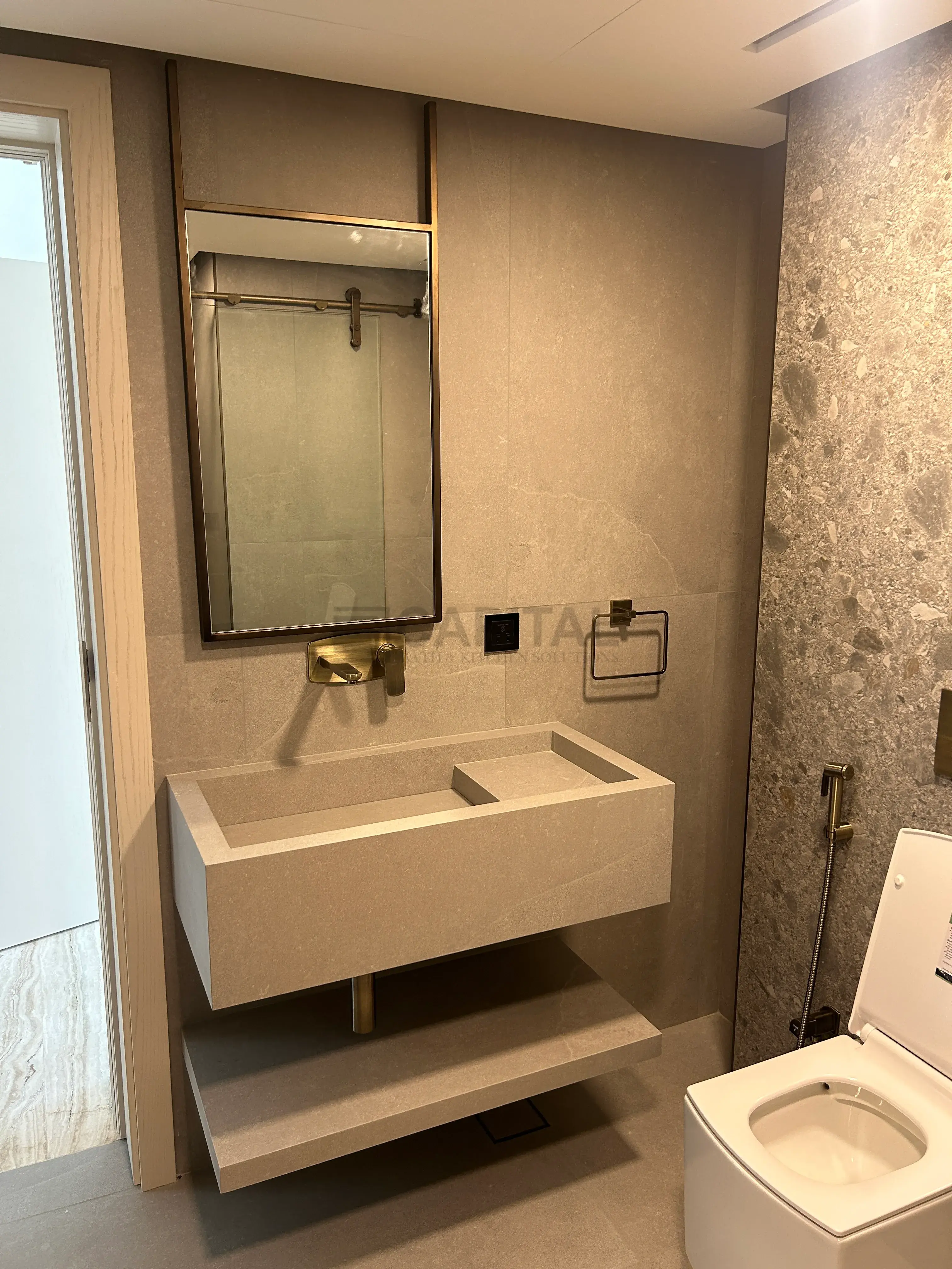 Solo Series Floating Rectangular Basin Console with Open Shelf