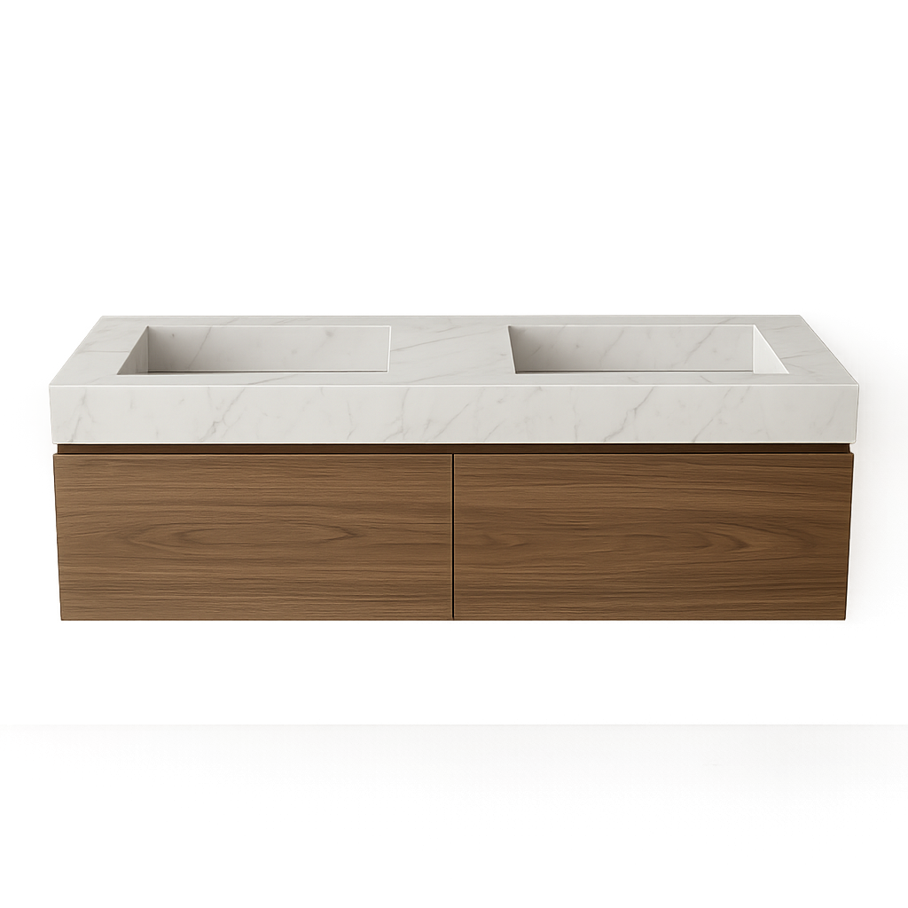 Double Inset Washbasin Porcelain Counter With Moist resistant Drawers