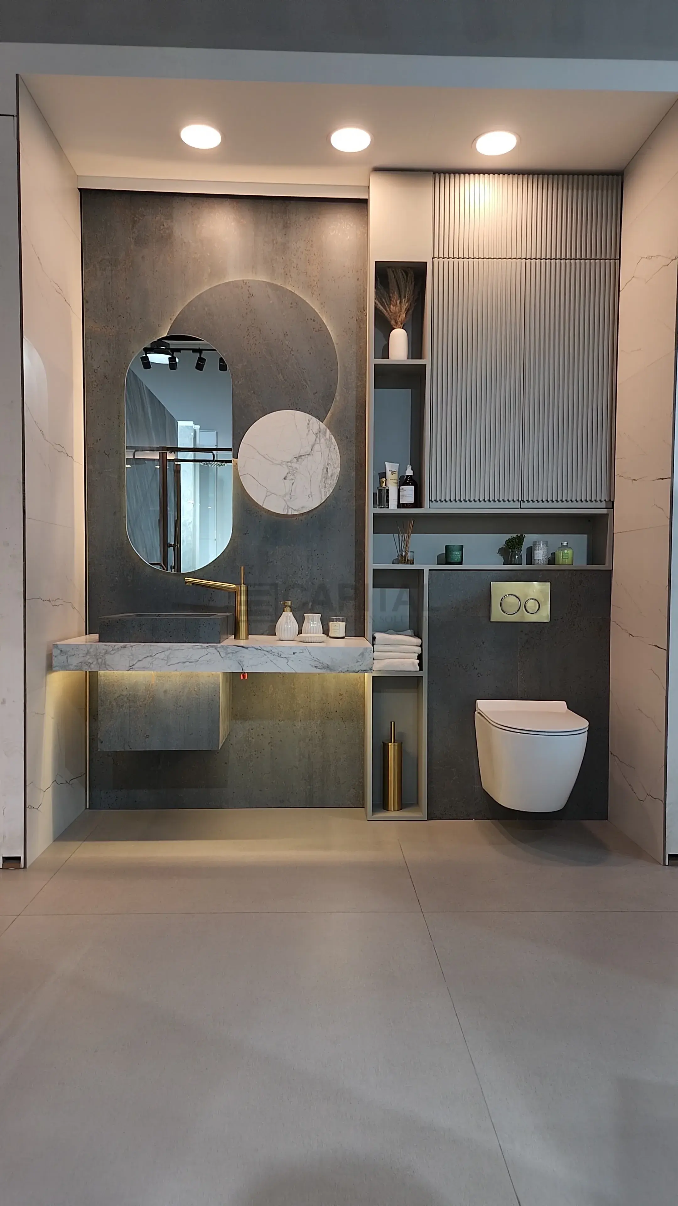 Floating Wall-Mounted Vanity with Sculpted Basin