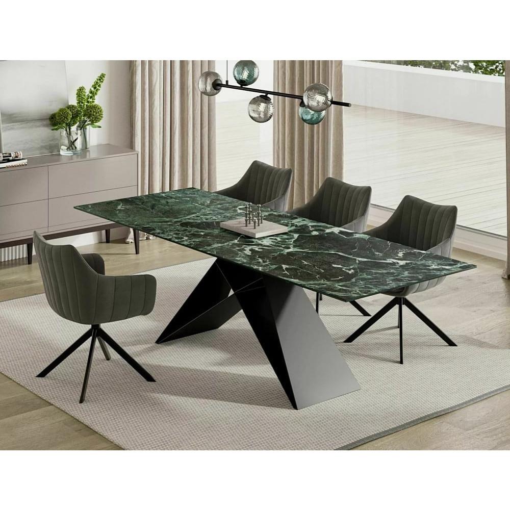 Prada green dining table top made of sintered  stone Real