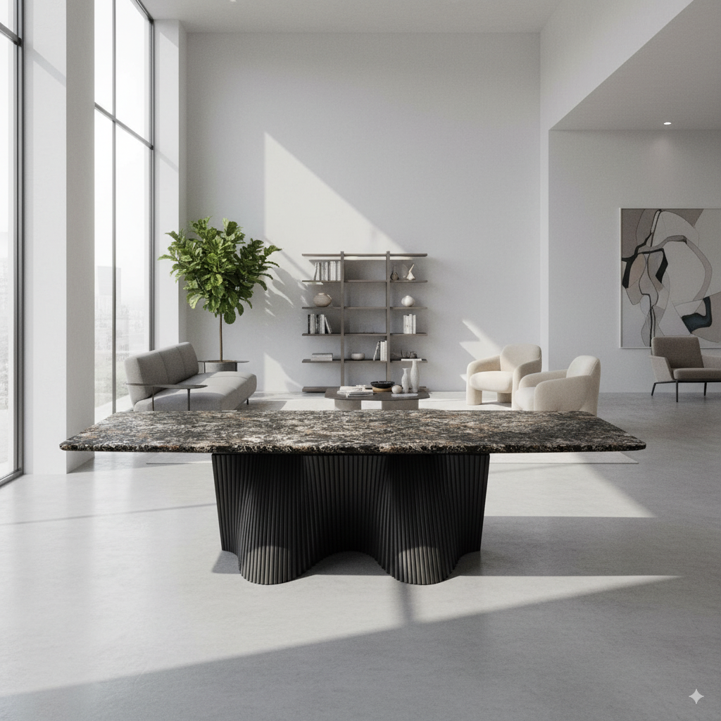 Luxury Marble Dining Table with Sculptural  Real