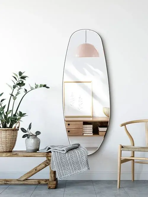 Modern Oval Full Length Wall Mirror – Minimalist Design, Versatile Decor 