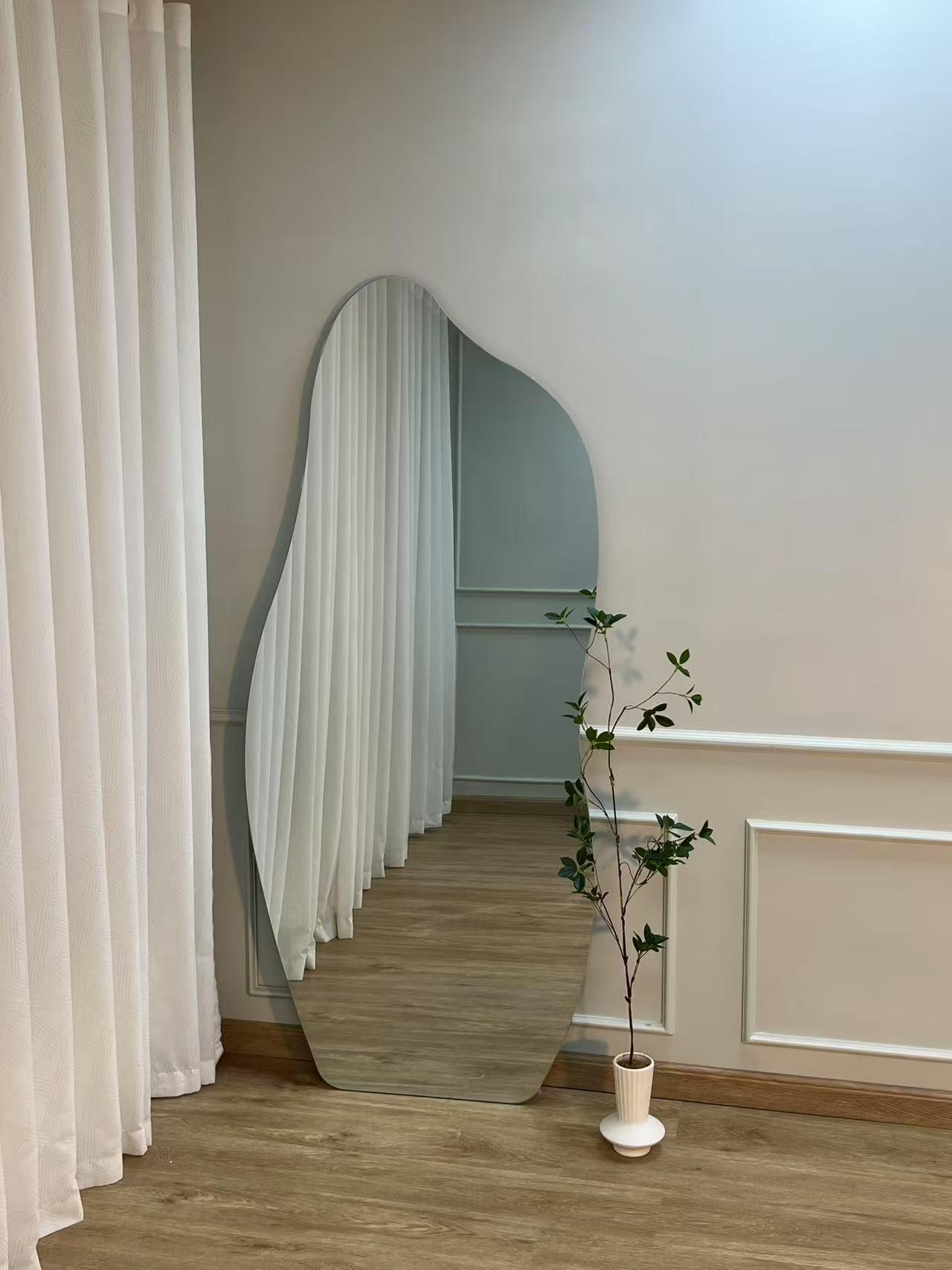 Modern Organic Irregular Full Length Floor Mirror 