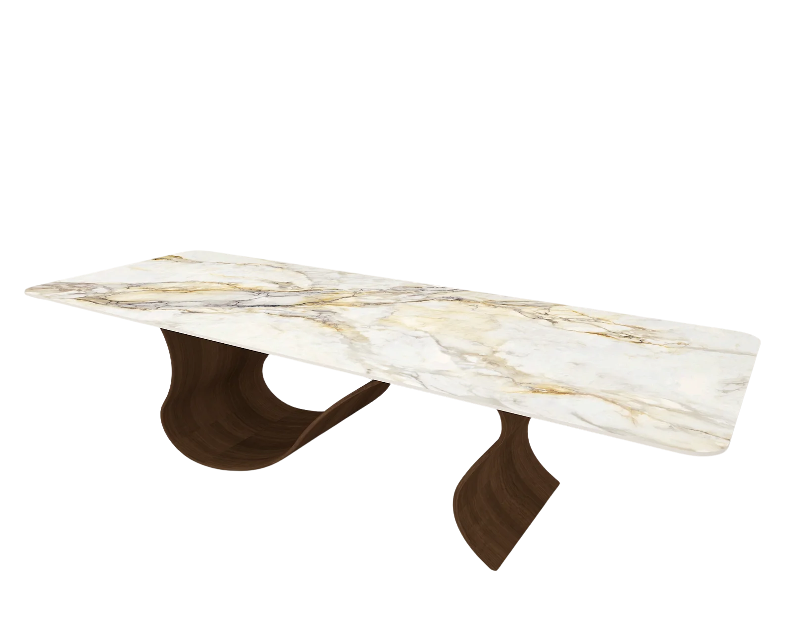 Arden gold dining table top made of sintered  stone having curved edges 3D