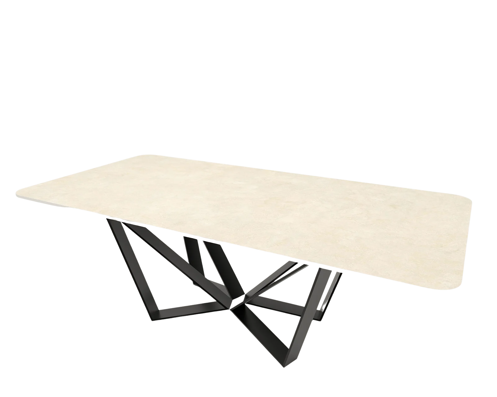 VELA NATURAL – Dining Table  Top and Sculptural Black Base 3D