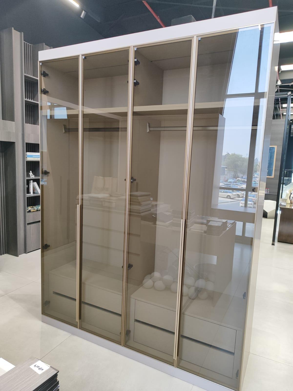 Modern Wooden Wardrobe with Glass Doors & LED Lighting | Capital Baths  Real