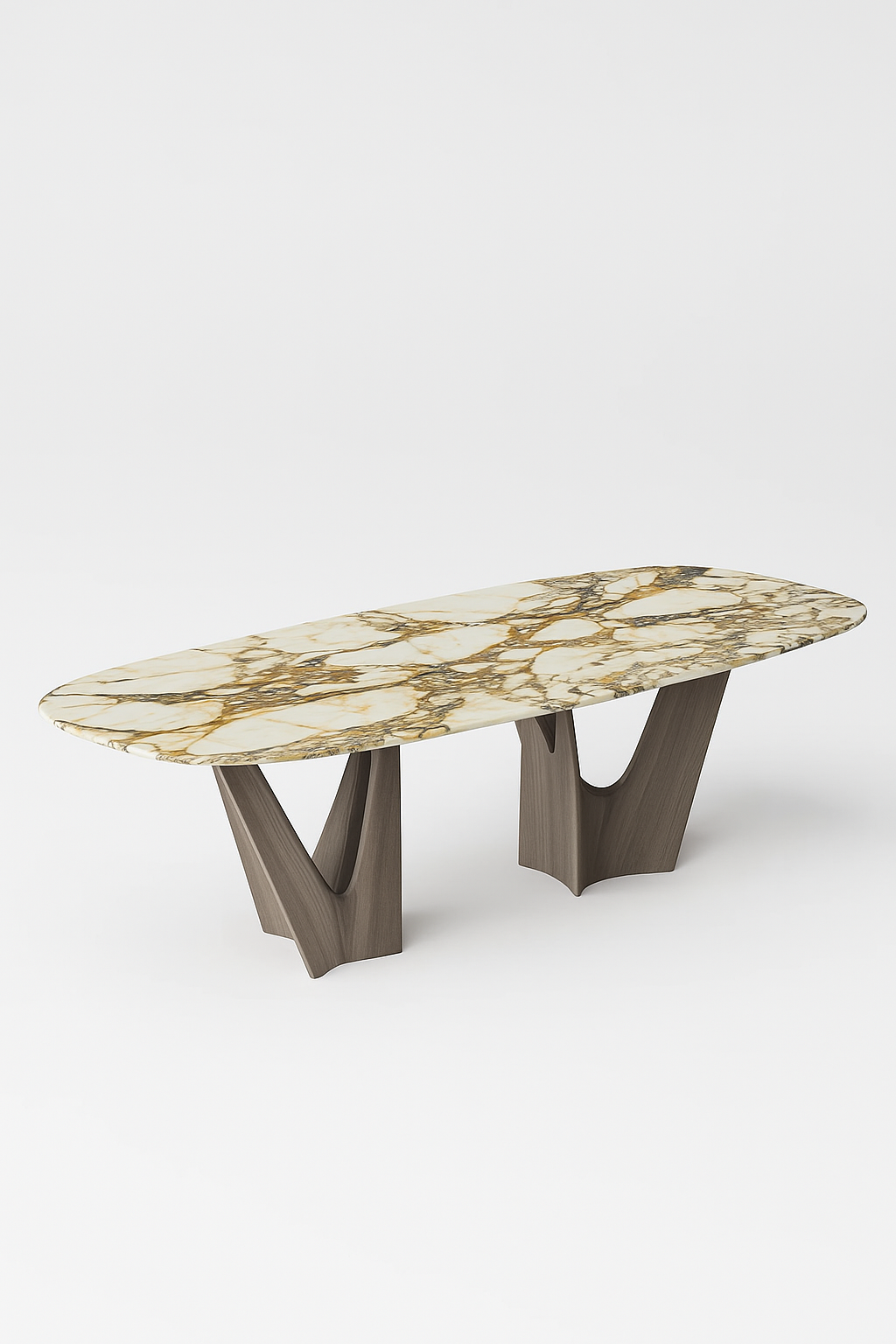 Modern Marble Dining Table with Dual Sculptural Base  3D